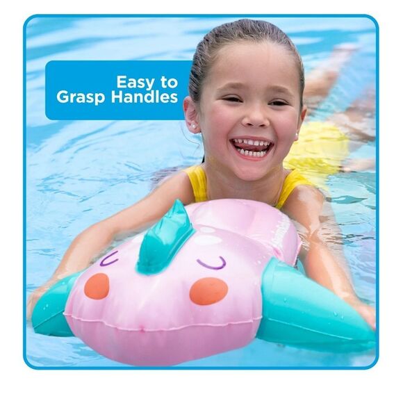 SwimSchool - Inflatable Pink Fish Pool Float, Kids Swimming Kickboard, Ages 5+ - Picture 3 of 7